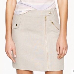 J. Crew Motorcycle Style 100% Linen Mini Skirt with Gold Accents (Size 6)